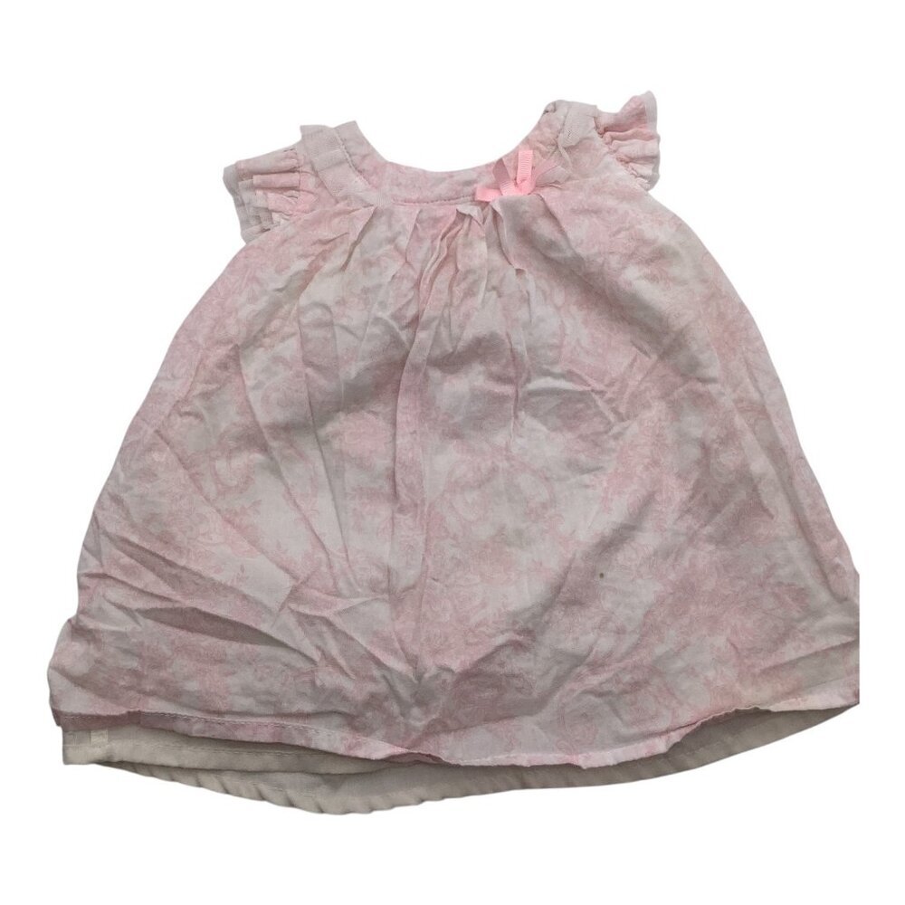 Piper & Posie Dress Baby Girl 3-6M Pink White‎ Floral Ruffle Sleeve Bow Accent